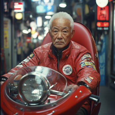 Elderly Rider in Red
