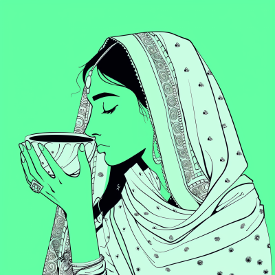 Indian Girl Drinking Chai