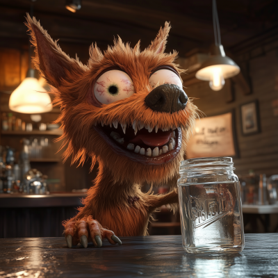 Zombie Terrier in Restaurant