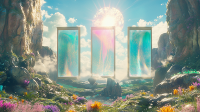 Floating Booster Packs in a Lush Landscape