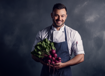 Smiling Chef with Beets