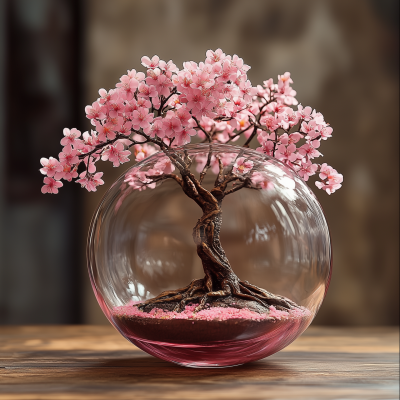 Sakura Tree in Glass Bowl