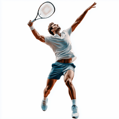 Athletic Tennis Player Serving