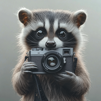 Cute Raccoon with Camera