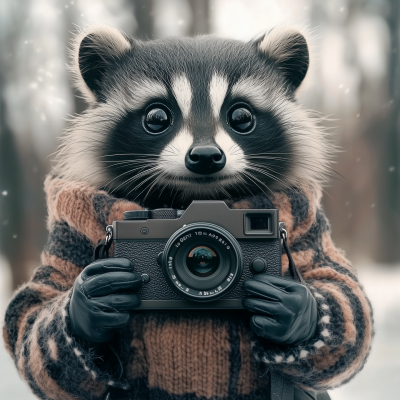 Cute Raccoon with Camera
