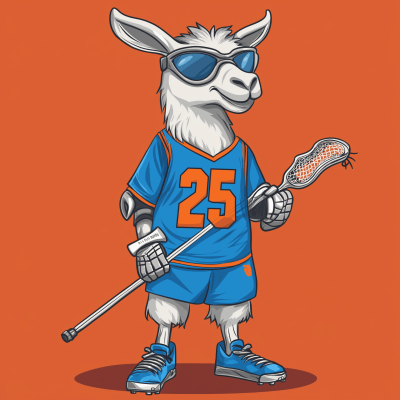 Cartoon Llama Lacrosse Player