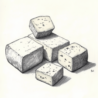 Pen Drawing of Gjetost Cheese