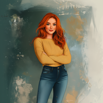 Illustrated Woman in Sweater