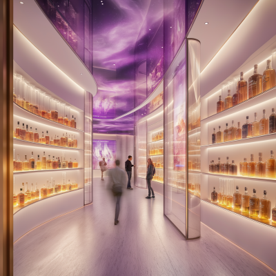 Futuristic Whiskey Store Entrance
