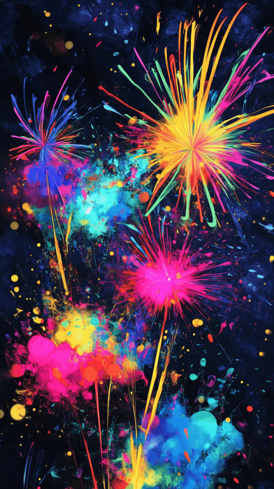 Neon Fireworks Abstract