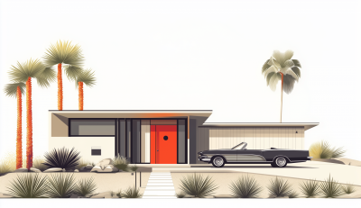 Minimalist Mid-Century Living Room
