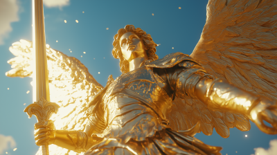 Golden Archangel Michael Statue