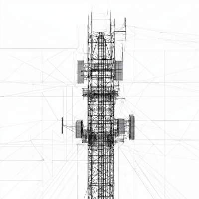 Wireframe Schematic of a Radio Tower