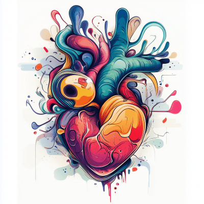 Abstract Anatomical Heart Illustration