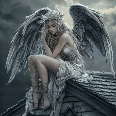 Serene Angel on Rooftop