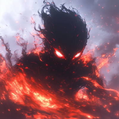 Flaming Anime Shadow Character
