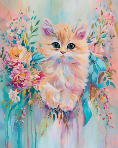 Abstract Floral Cat