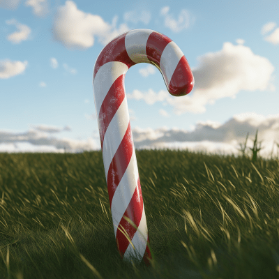Giant Candy Cane in a Field