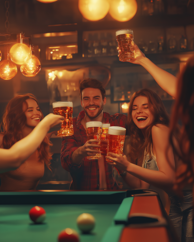 Friends Celebrating in a Bar