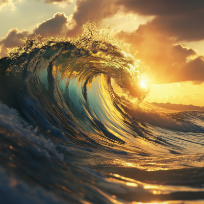 Sunlit Hawaiian Wave