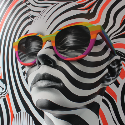 Colorful Eyewear on 3D Printed Head