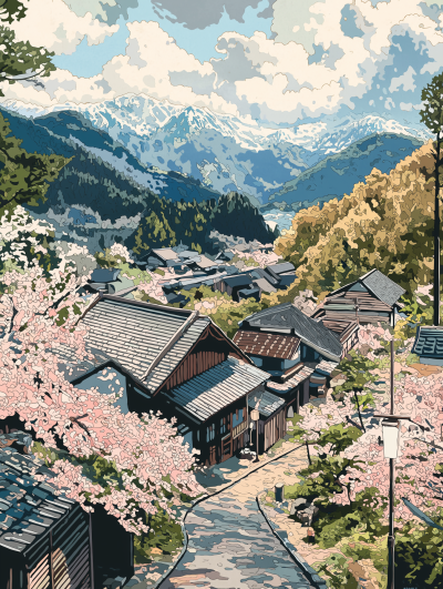 Japanese Landscape in Ukiyo