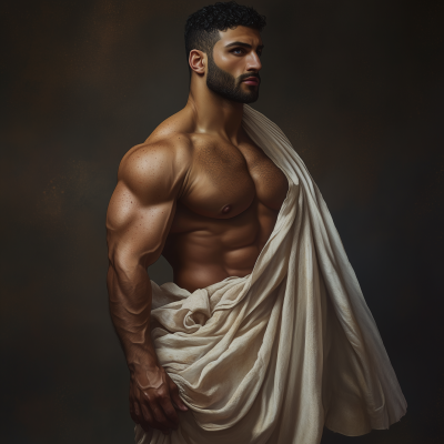 Young Bodybuilder in Steamy Room