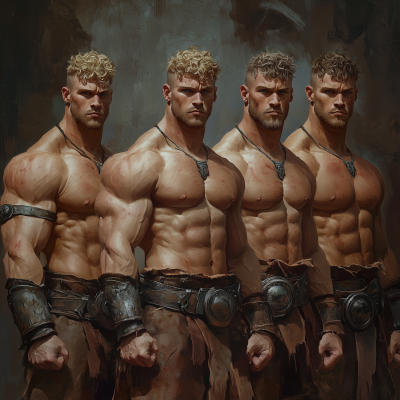 Muscular Half-Orc Quadruplets