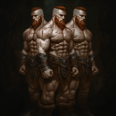 Muscular Half Orc Triplets