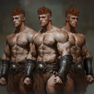 Muscular Half Orc Triplets