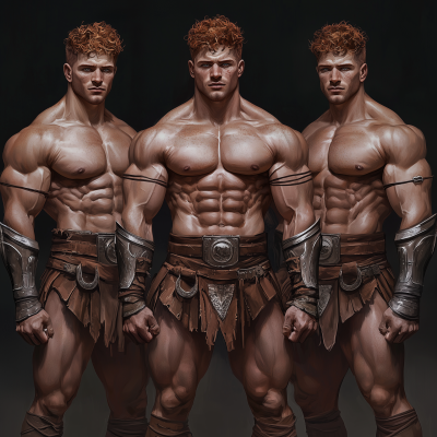 Muscular Half Orc Triplets