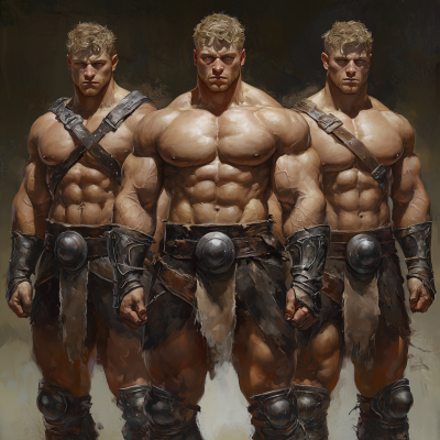 Muscular Half Orc Triplets