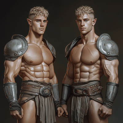 Identical Twin Elves in Gladiator Armor