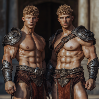 Identical Twin Elves in Gladiator Armor