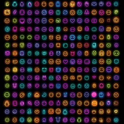 Neon Outline Emoticons