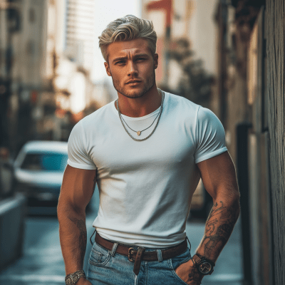 Man with Tattoos and Sunglasses