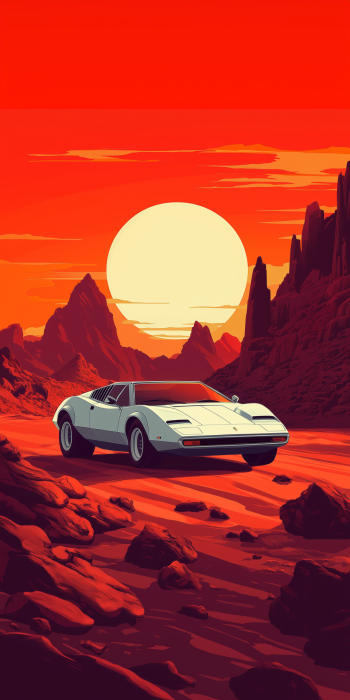 Retro Wedge Concept Car in Desert