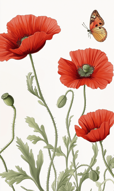 Poppy Blossoms Illustration