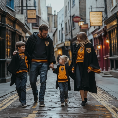 Family in Harry Potter Attire