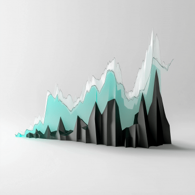 3D Line Chart of Business Growth