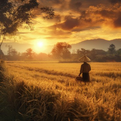 Farmer at Sunset