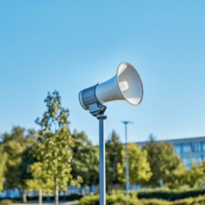 Outdoor Megaphone Speaker on Steel Pole