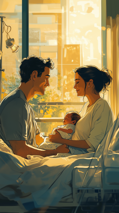 Happy Family in Hospital