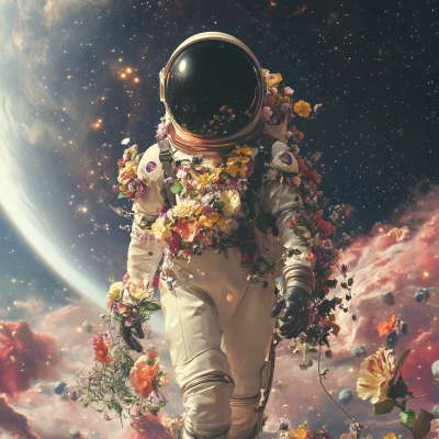 Feminine Astronaut in Space