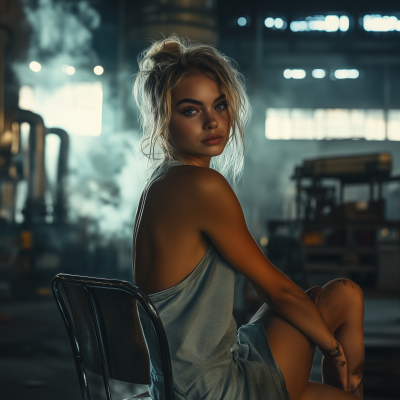 Young Woman in a Smoky Factory