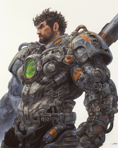 Mecha Warrior Drawing