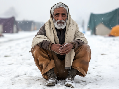 Old Man by the Refugee Camp