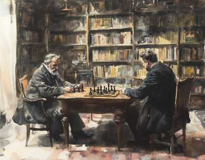 Chess Game in a Library
