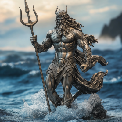 Powerful Poseidon Statue