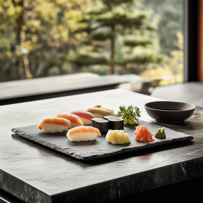 Elegant Sushi Plate Background